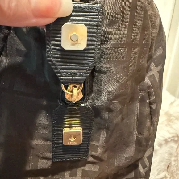 FENDI FF ZUCCA NYLON LEATHER MONOGRAM TRAVEL BAG TOTE PURSE UNISEX - Picture 12 of 16